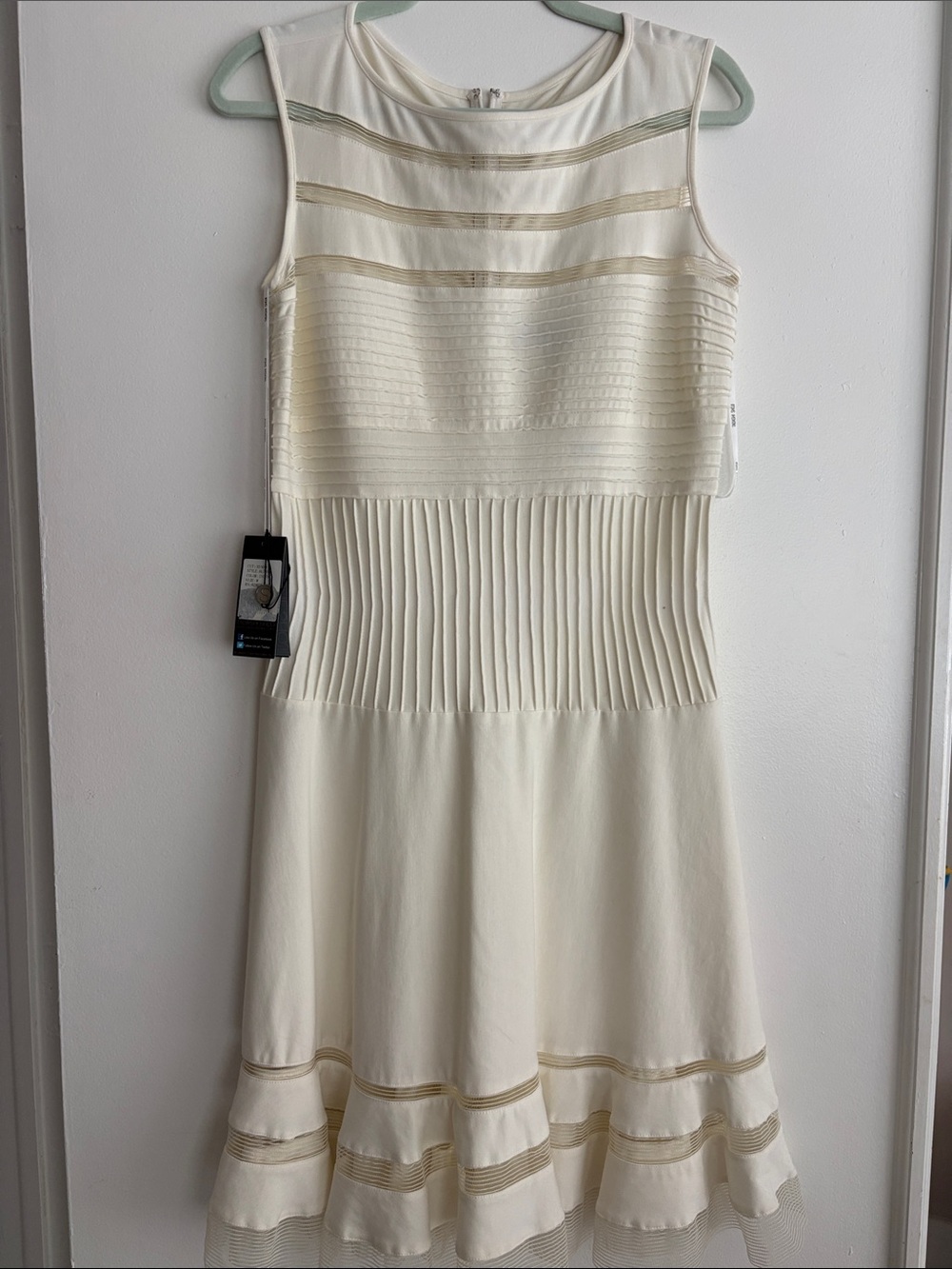 Tadashi Shoji Ivory Sleeveless Pleated Fit-and-Flare Dress